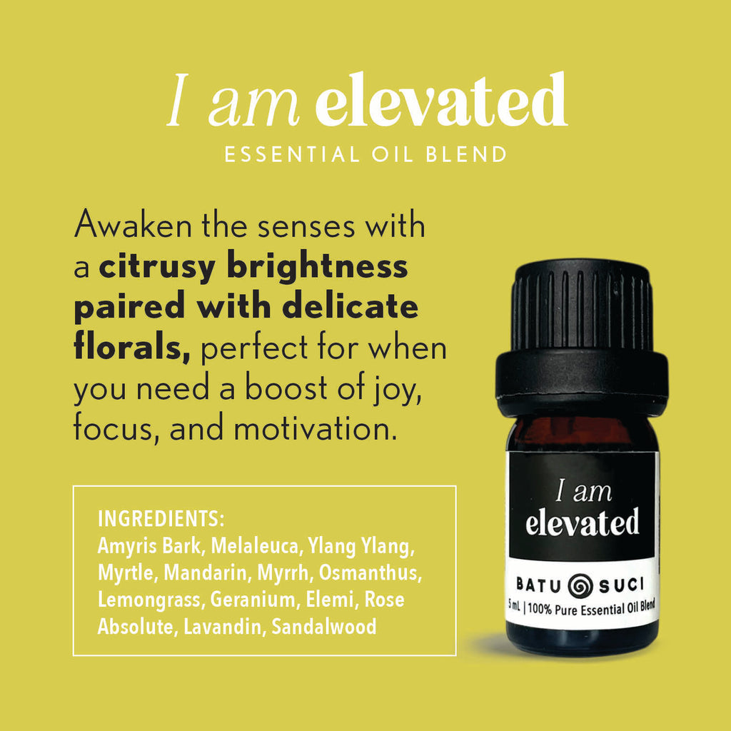 Elevate your senses with our I Am Elevated Essential Oil Blend—a premium, organic essential oil blend designed for transformative aromatherapy and holistic wellness. This uplifting, eco-friendly blend infuses your space with a vibrant, energizing aroma, perfect for diffusers and mindful self-care rituals. Embrace the sustainable, botanical formulation that supports clarity, positivity, and emotional balance, making it an essential addition to your natural wellness routine.